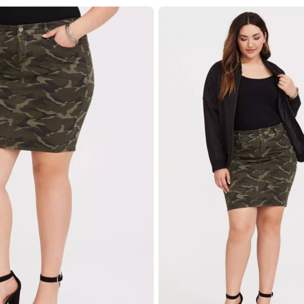 Torrid Camo Twill Plus Size Mini Skirt
